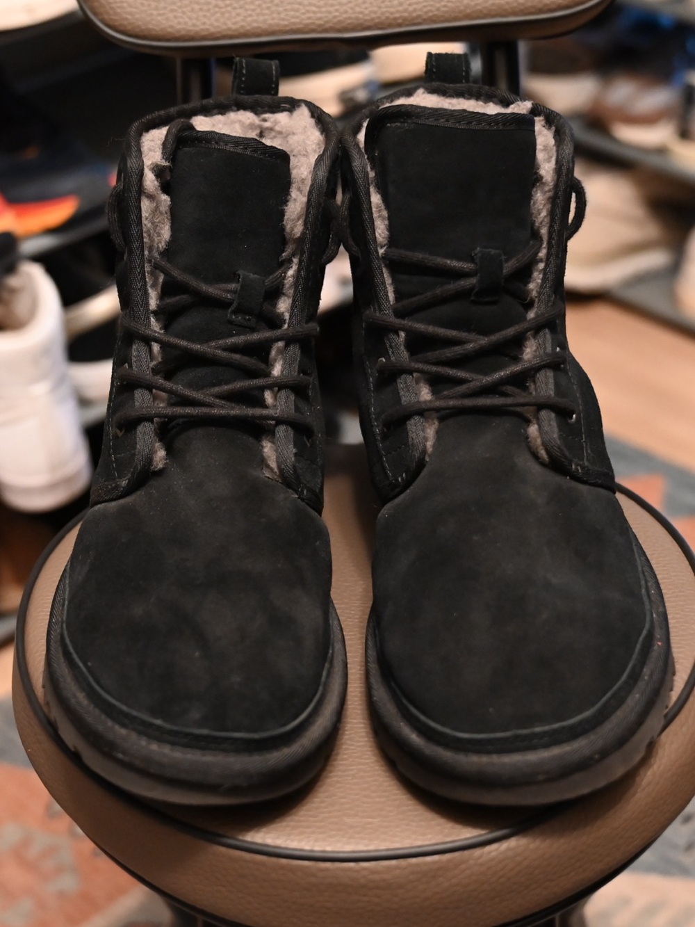 UGG Men's Black Suede Chukka Boots with Shearling Lining